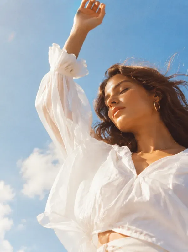 A woman enjoying a relaxed moment in the sun