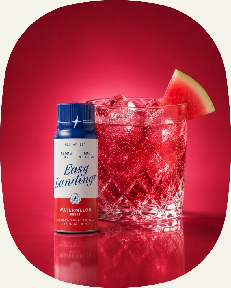 Easy Landings Watermelon cocktail and bottle