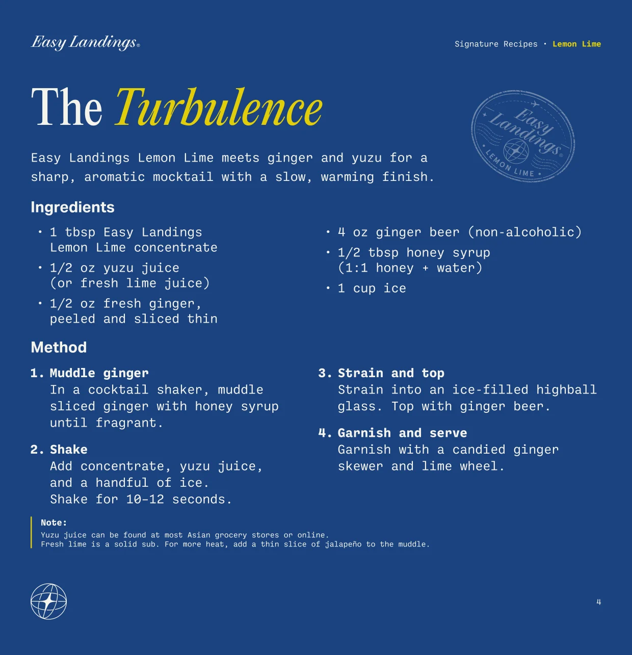 The Turbulence — Easy Landings Lemon Lime signature recipe