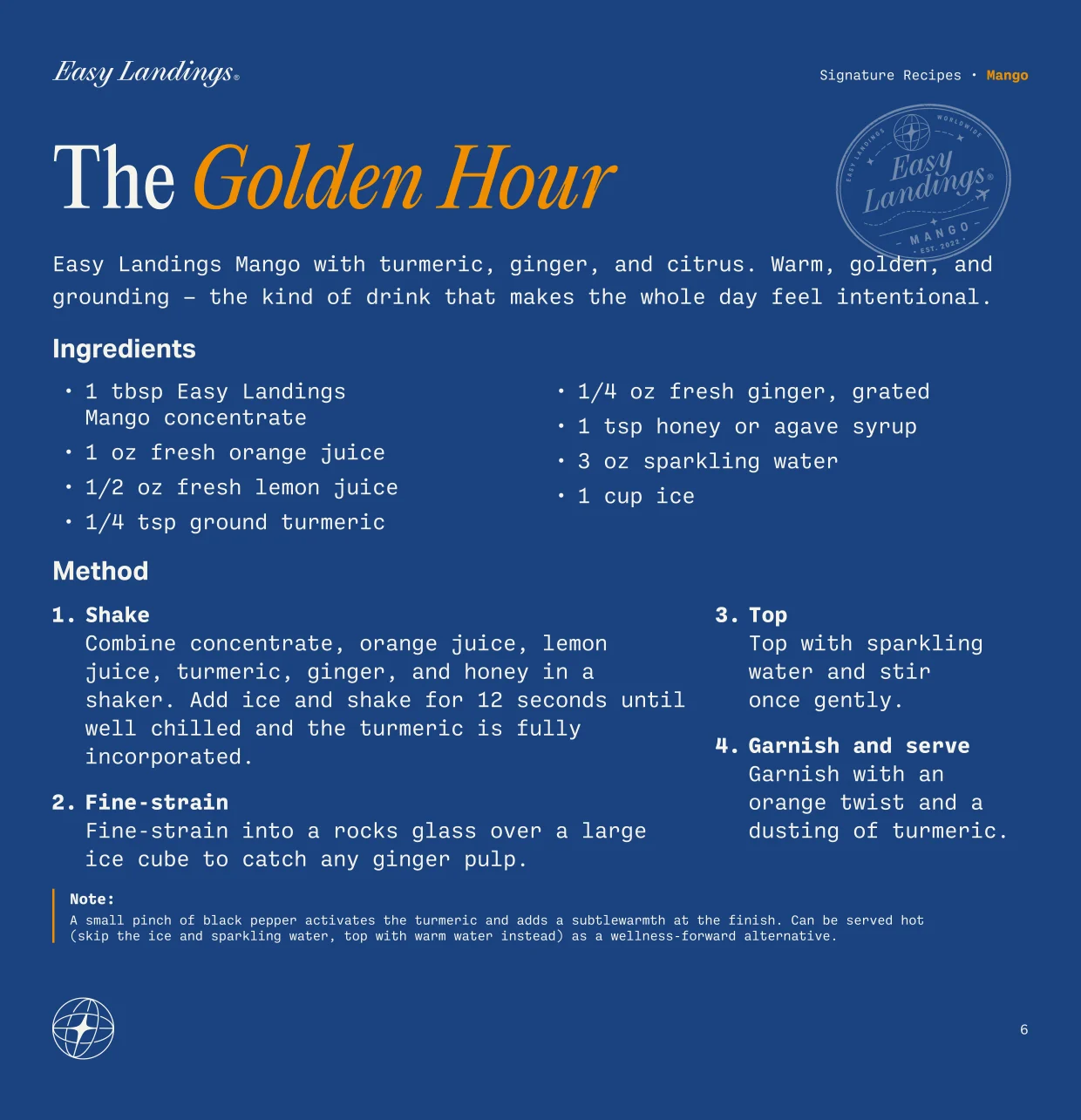 The Golden Hour — Easy Landings Mango signature recipe
