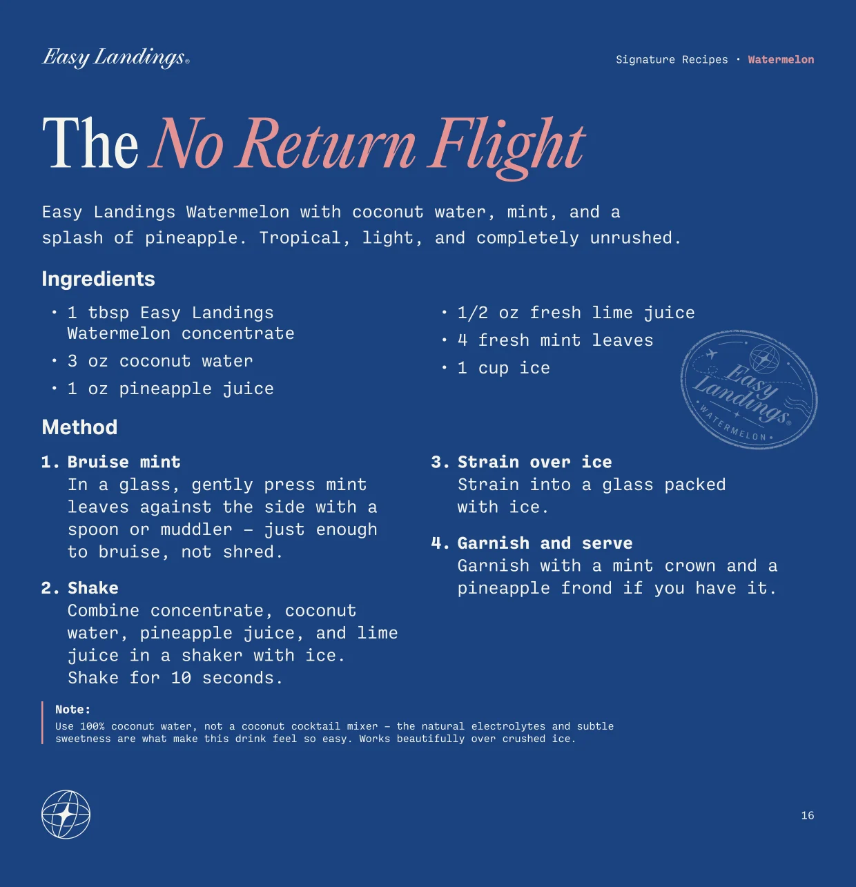 The No Return Flight — Easy Landings Watermelon signature recipe